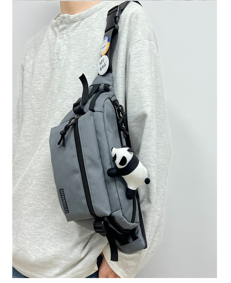 新款简约胸包男休闲潮流运动学生单肩包百搭斜挎包女手机男生腰包详情7