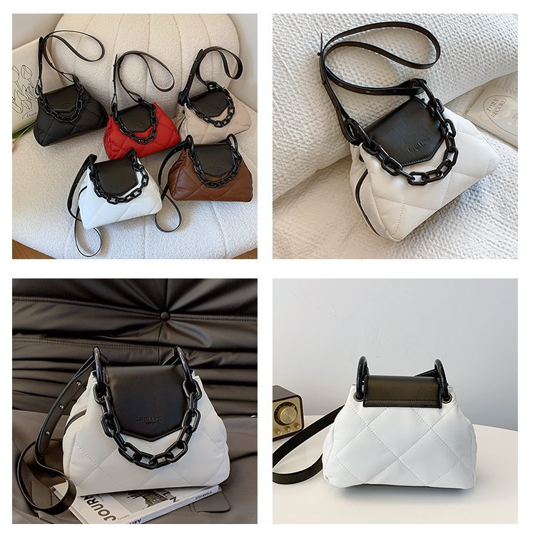 包包女2024新款菱格绣线拼接链条饺子包洋气潮流单肩斜挎手提包包详情9