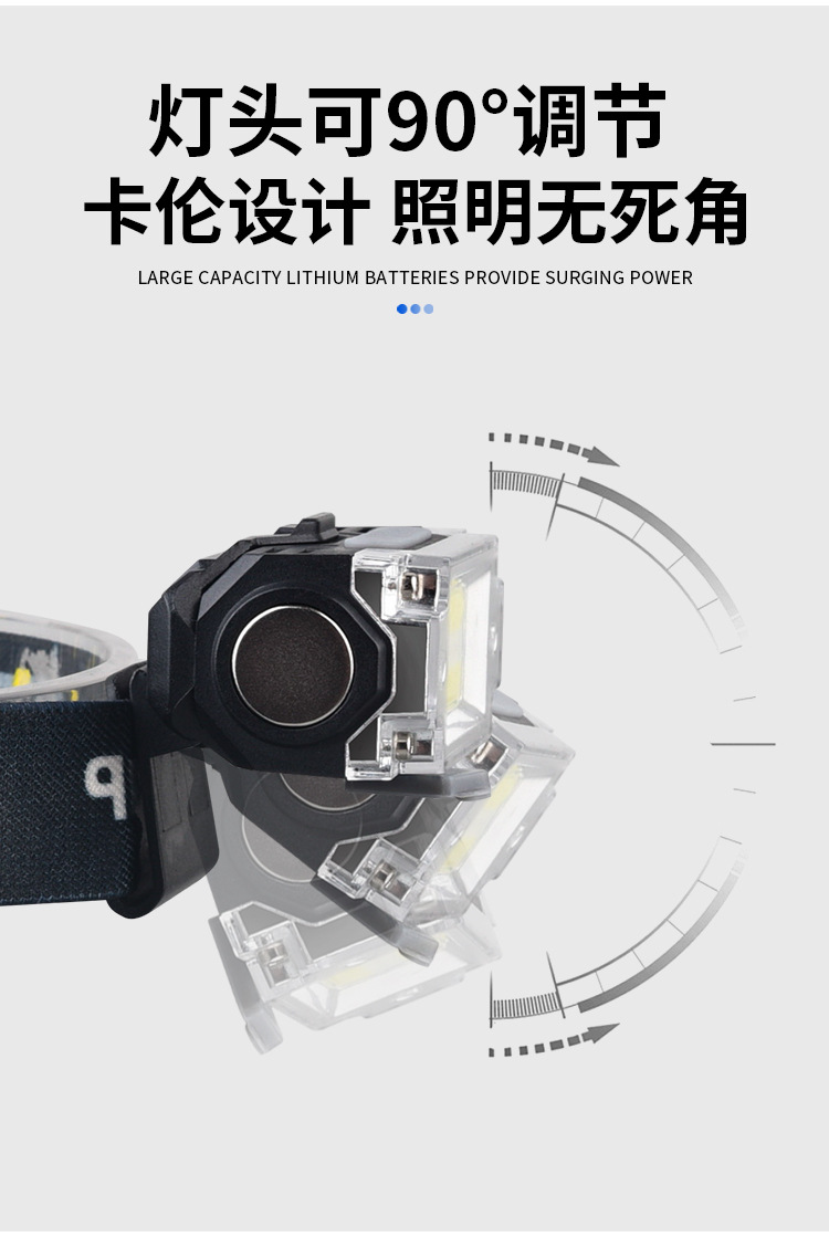 感应头灯长续航野外强光夹帽灯户外专用钓鱼灯头戴式矿灯手电筒详情12