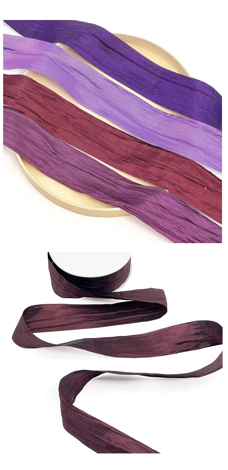 韩国跨境热销褶皱变色涤纶段带定制礼品包装丝带厂家直销扎带绳索包装用品详情10