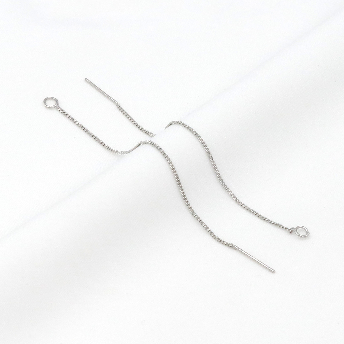 Copper-plated 18K real gold color retention box chain ear wire 14K earring chain ear needle welded flat chain ear accessory A55 pic 7