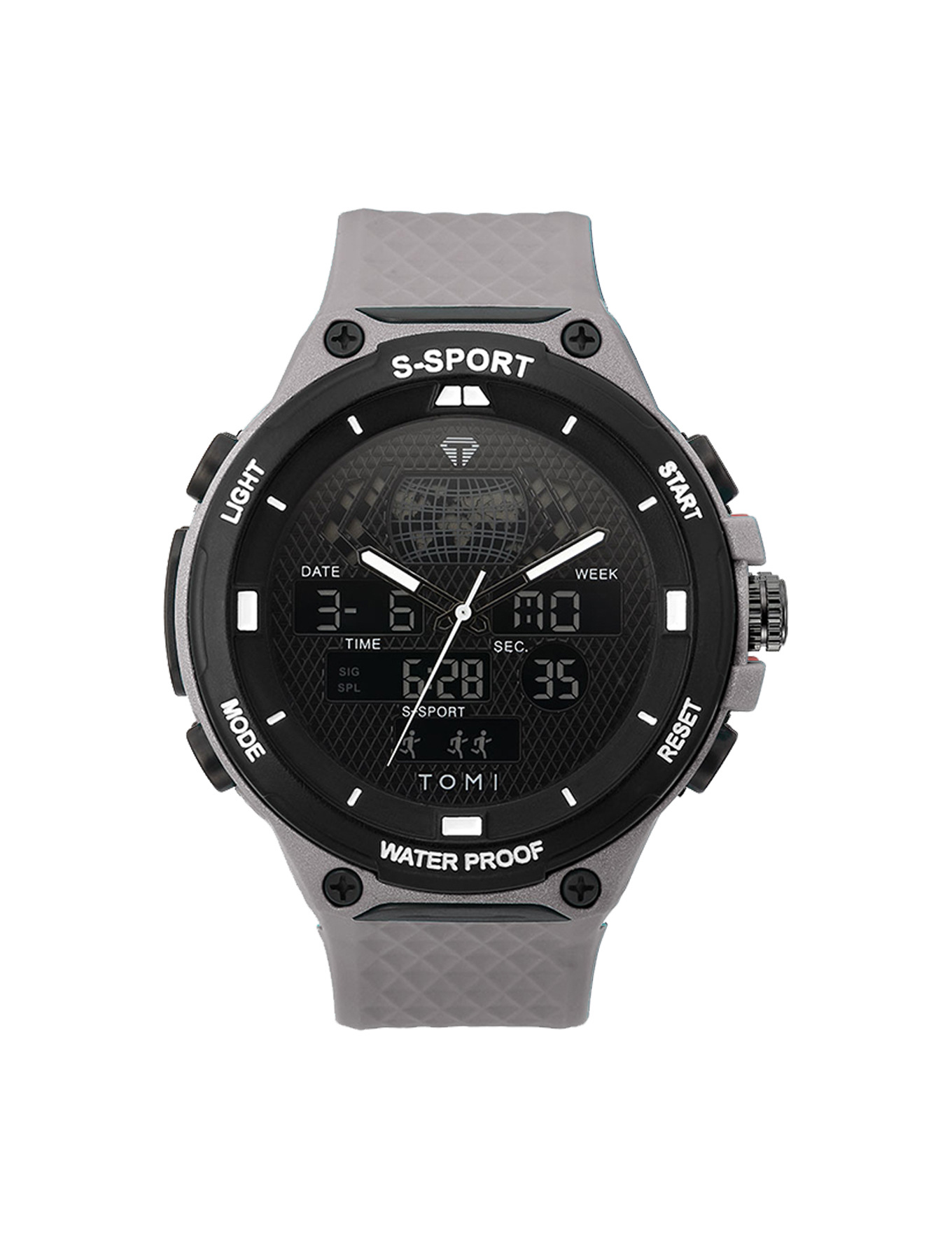 TOMI数字指针双显示创意休闲手表男士学生运动防水表高颜值石英表详情13