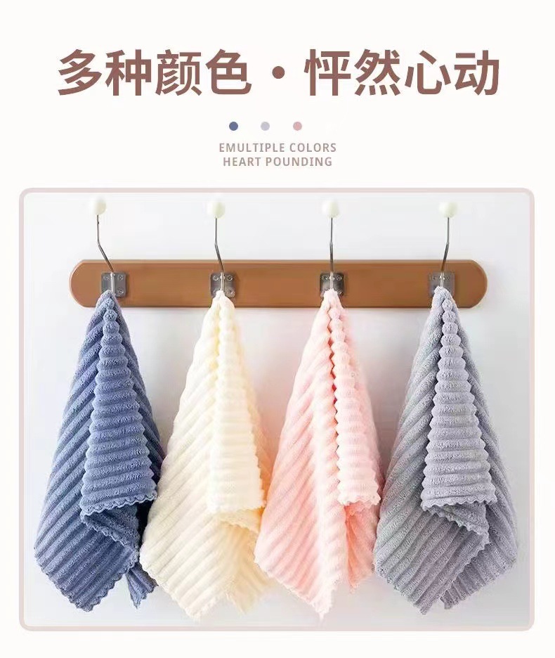 家用糖果条切边毛巾套装批发浴巾加大加厚柔软吸水条纹洗脸巾01148详情4