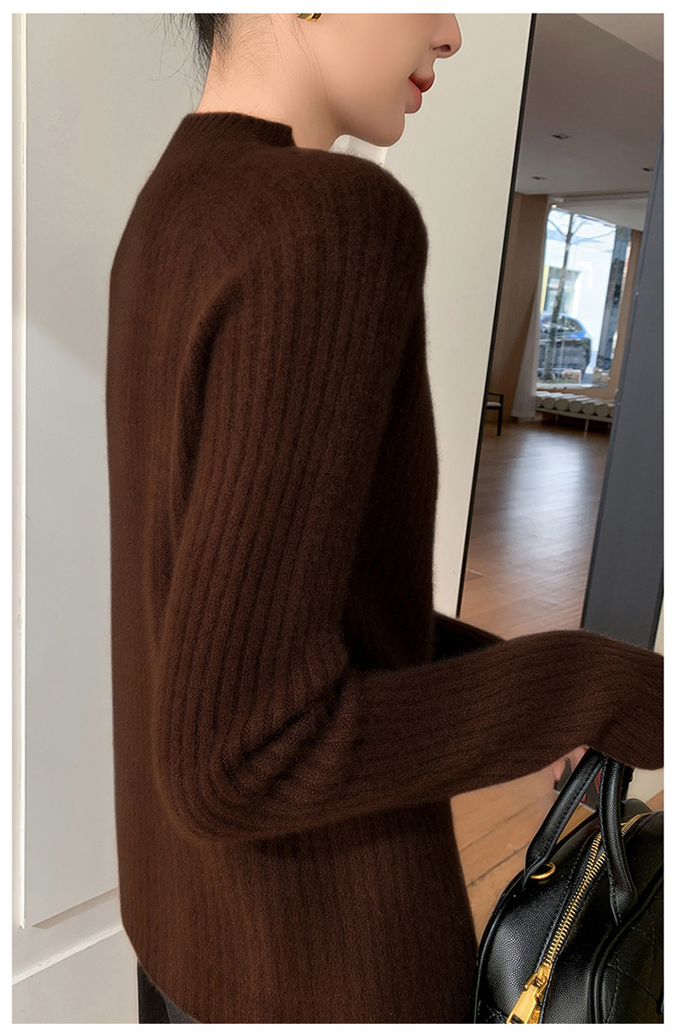 100% cashmere semi-high-neck cashmere sweater for women in autumn and winter, long-sleeved knitted base layer, thick warm sweater for women pic 20