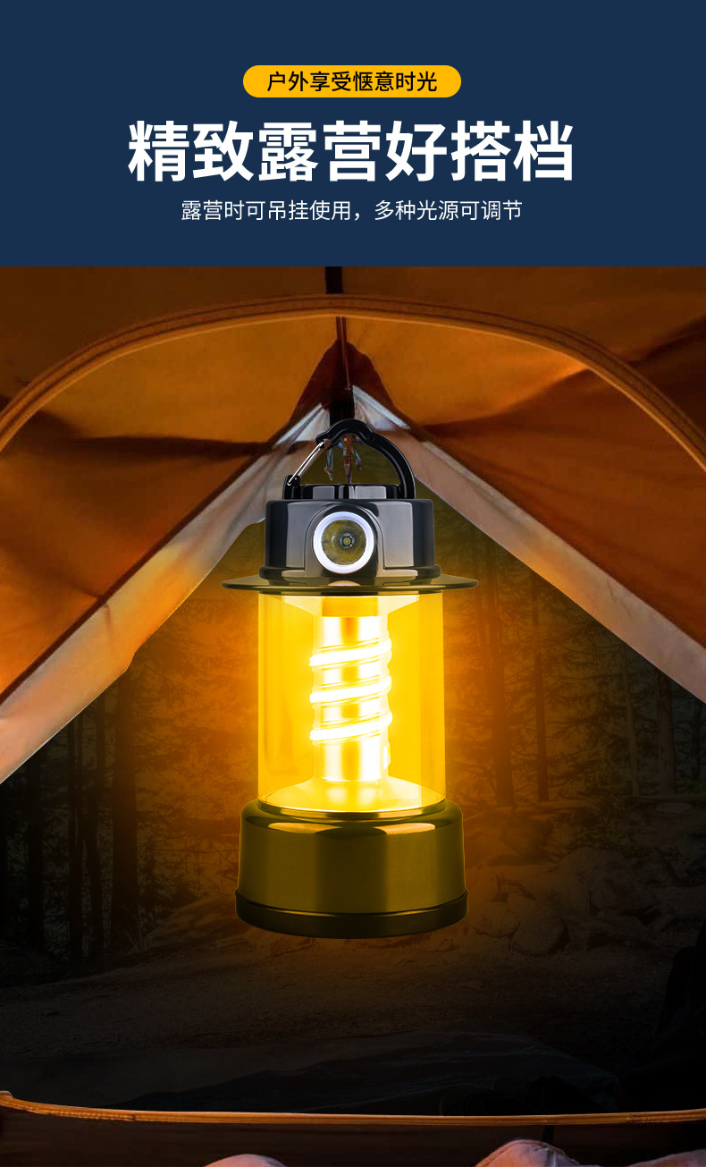 2025跨境新款LED户外氛围照明野营灯长续航双螺旋多功能露营灯详情3