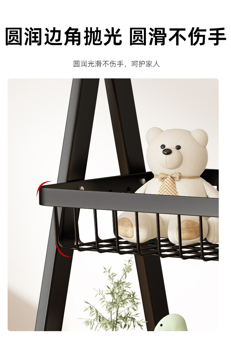 简约置物架家用免打孔厨房多层收纳篮客厅零食可移动小推车置物架详情9