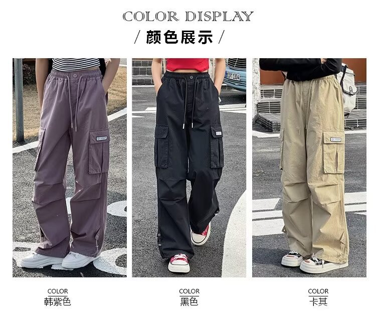 女童工装裤2024新款夏装韩版洋气中大童纯棉女生休闲裤子潮酷穿搭详情18
