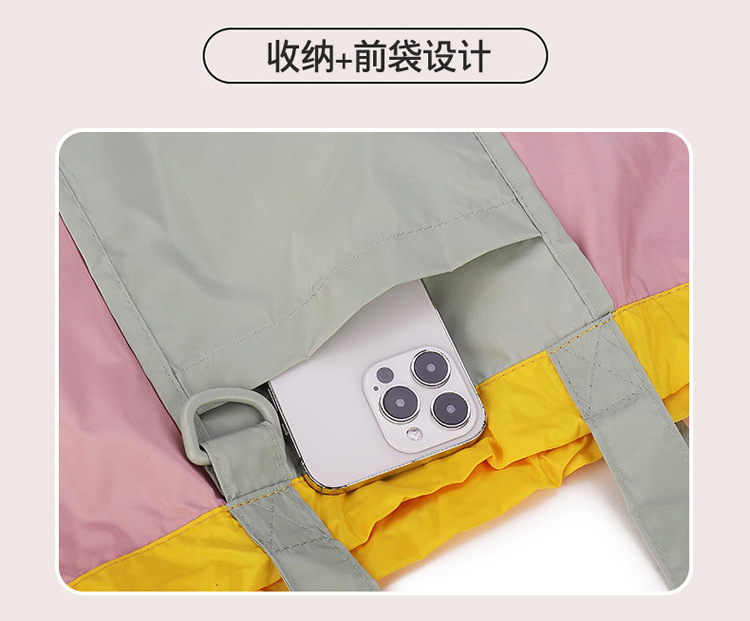 2024新款抽绳拼色大容量折叠购物袋防水单肩包百搭通勤布袋子现货详情8