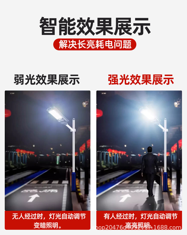 Ultra-bright high-power solar outdoor led street lamps for foreign trade export, three-sided screen 360° light-emitting integrated wall lamps pic 23