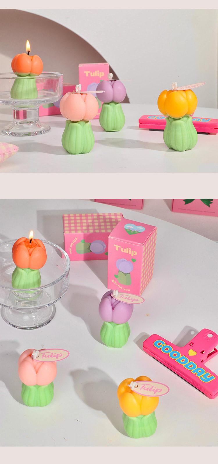 三八妇女节女神节伴手礼物花苞郁金香薰蜡烛造型蜡烛香氛批发摆件详情7
