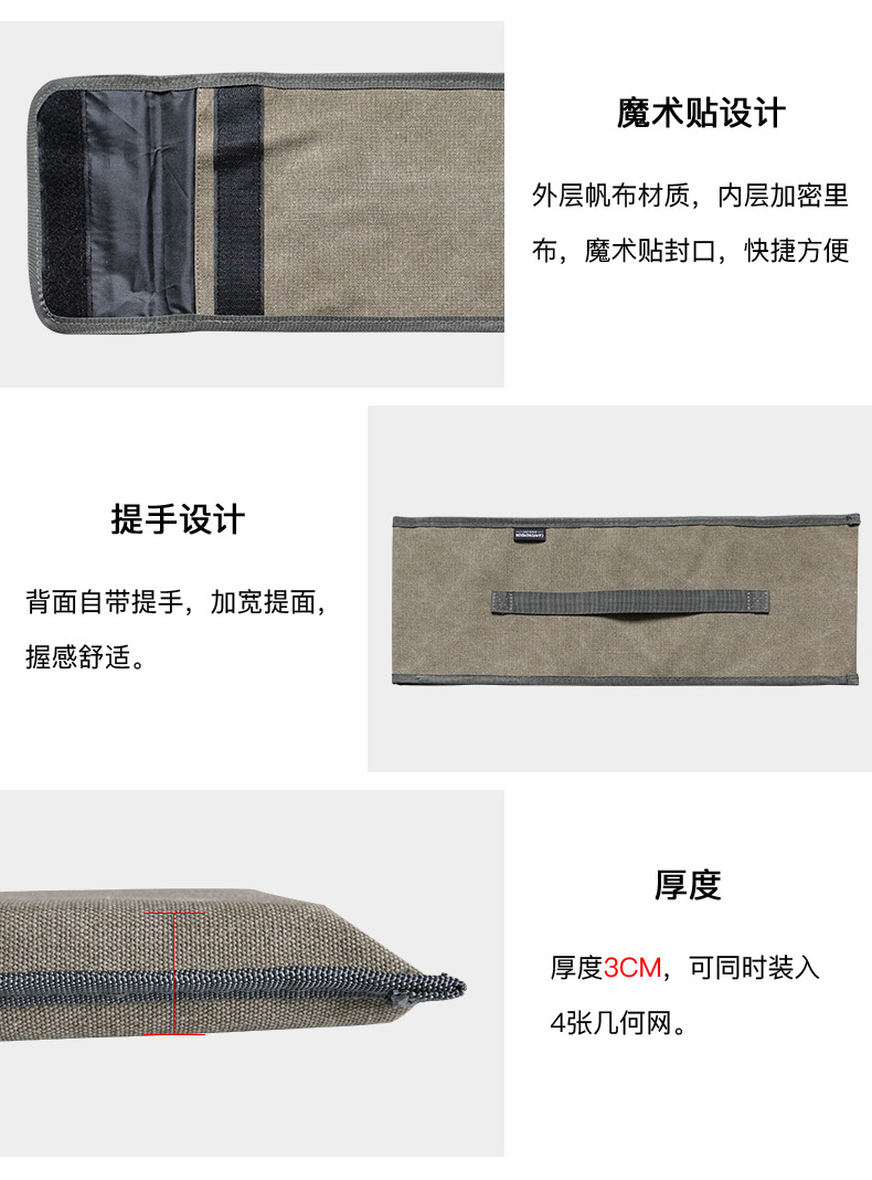 Koman Outdoor Camping Equipment MTG-BX Geometric Mesh frame Bag, thickened canvas storage bag, portable handbag pic 3