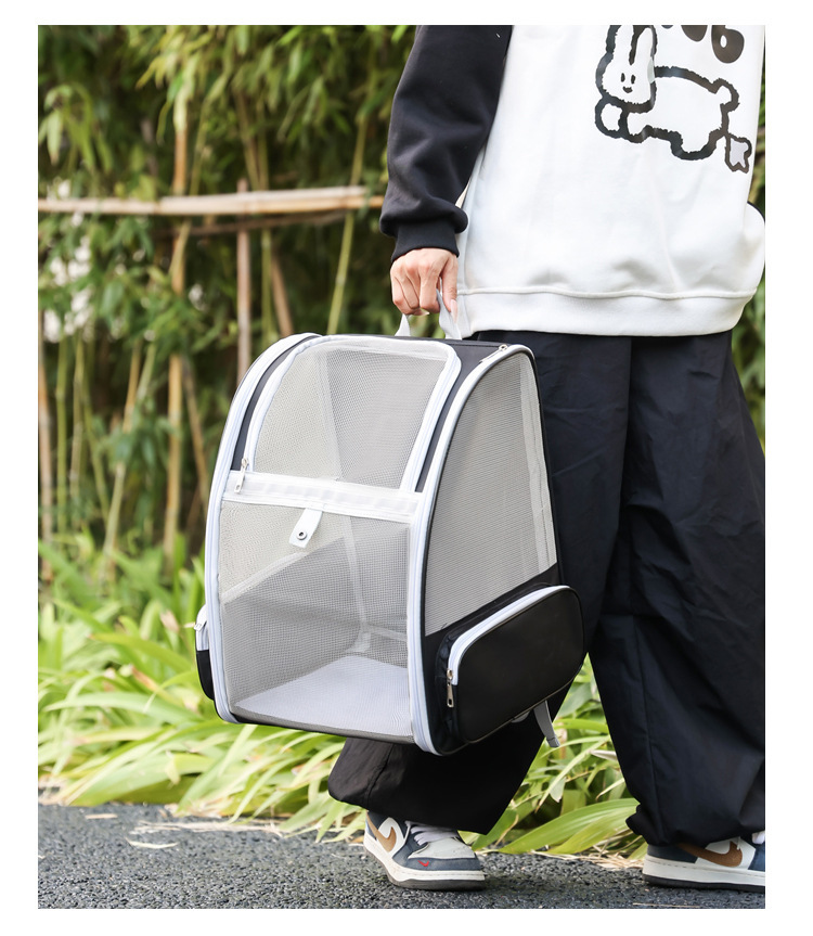 Portable breathable double-shoulder cat bag, foldable cat bag for outdoor travel pic 15