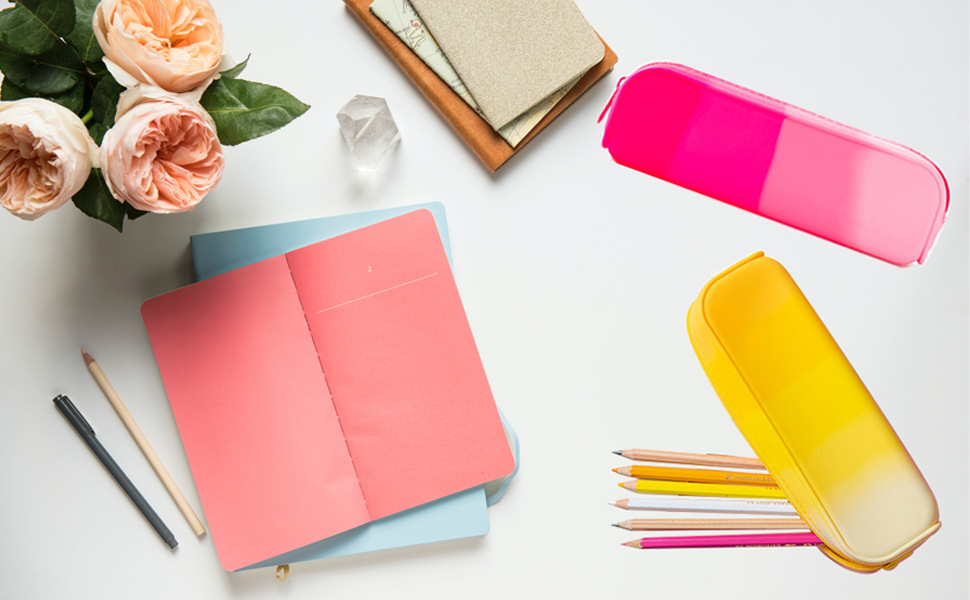 Color sólido estilo japonés bolsa de silicona personalizado gradiente color estudiante papelería almacenamiento pen bag pic 4