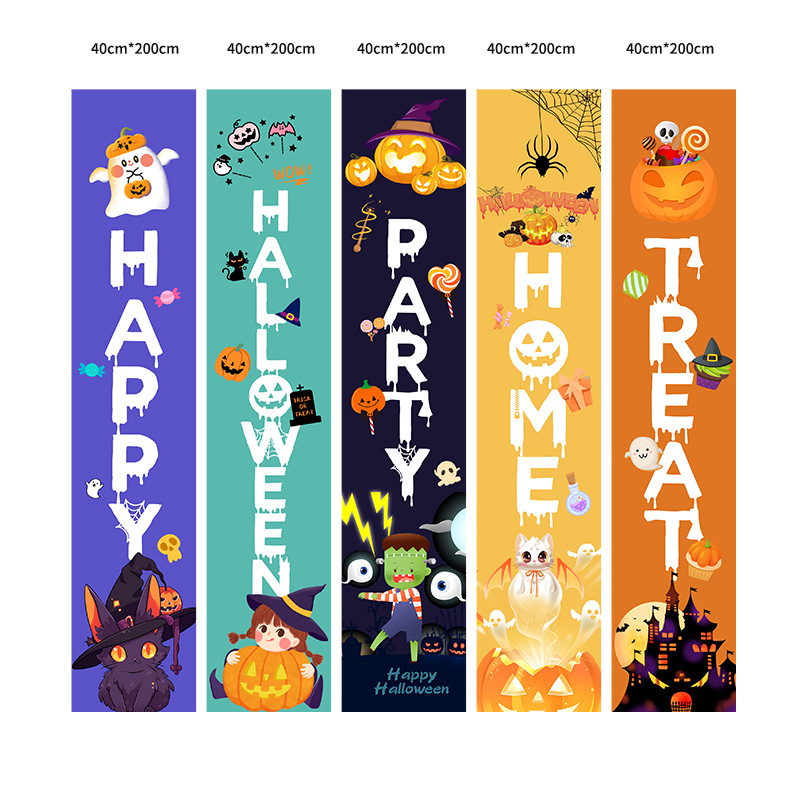 Customized cross-border Halloween couplet banner, festival decoration, polyester printed Halloween background cloth set, and hanging flag pic 9