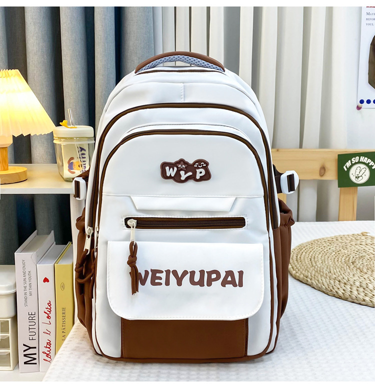 High-appearance-level color-blocking schoolbags for female junior high school students, large-capacity backpacks for high school students, multi-layered load-reducing backpacks for primary school students pic 17