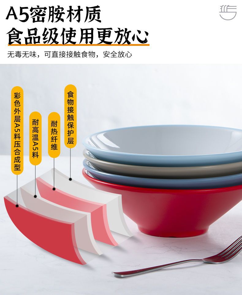 Nordic conical bowl melamine imitation porcelain tableware, creative and characteristic noodle shop mixed noodles, commercial ramen bowl, plastic rice bowl, vegetable bowl pic 3