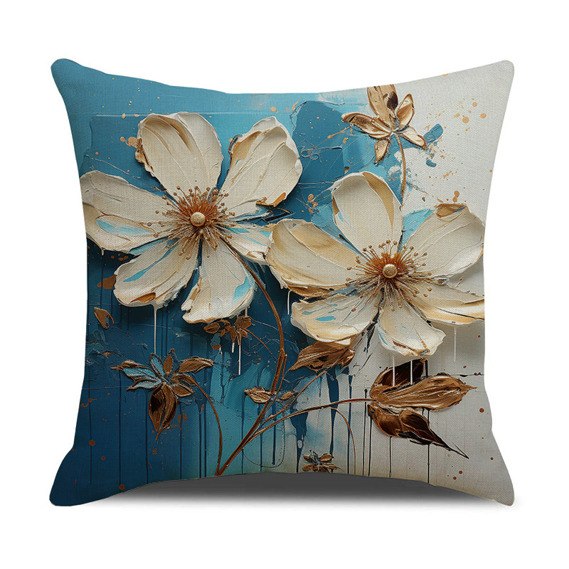 新款奶油风印花抱枕套简约高端装饰沙发靠枕亚麻透气舒适靠垫批发详情6