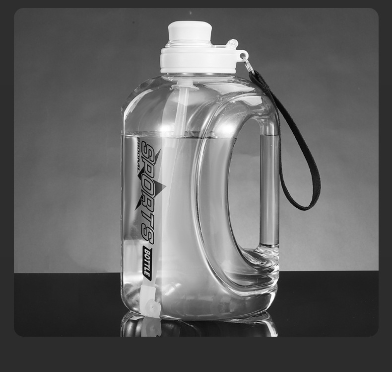 Large-capacity ton bucket, straw handle, plastic cup, high-temperature resistant, large-belted cup, men's and women's fitness sports water bottle, water cup pic 15