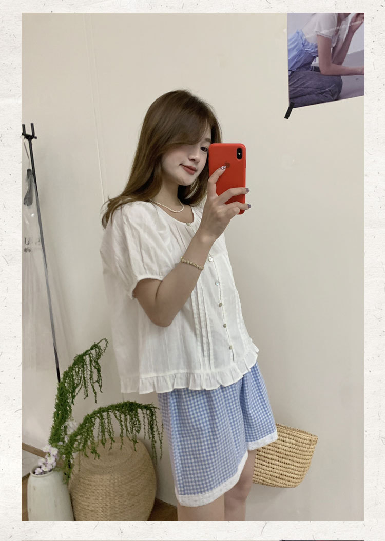 苏珊 法式减龄短袖衬衫女2025新款夏季高级感显瘦小衫上衣TW527详情8