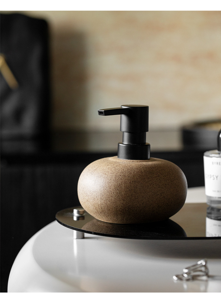 Wabi-sabi style rough earthenware press bottle, hotel and homestay lotion bottle, shampoo, body wash, hand sanitizer, conditioner portioned bottle pic 13
