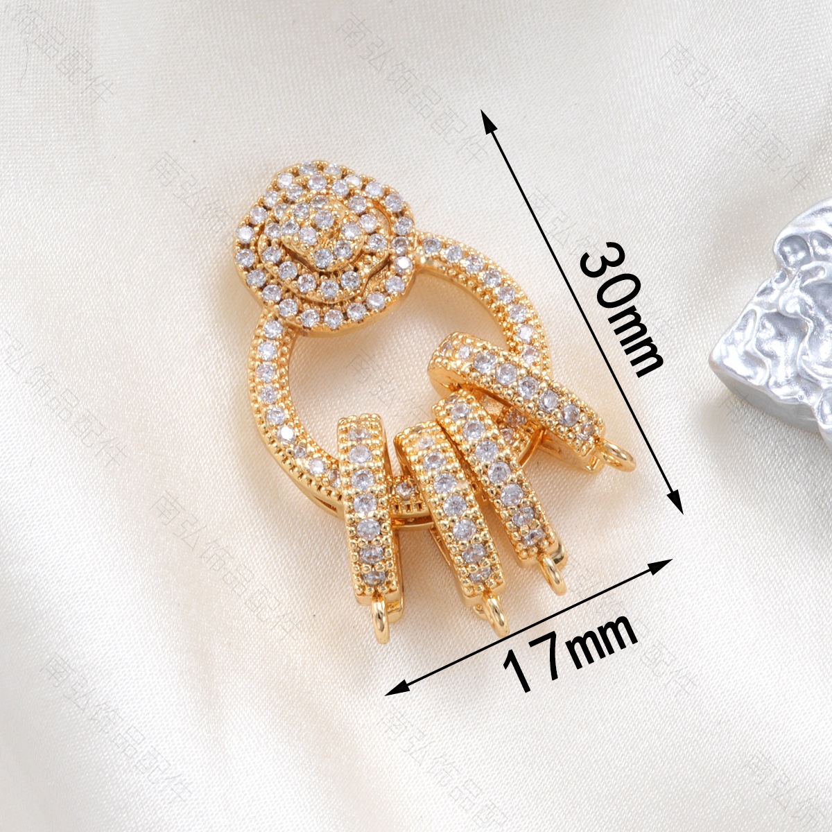 Copper-plated 18k gold color retention, zirconium-inlaid flower universal clasp, pearl connecting clasp, bracelet, necklace clasp, DIY accessory pic 4