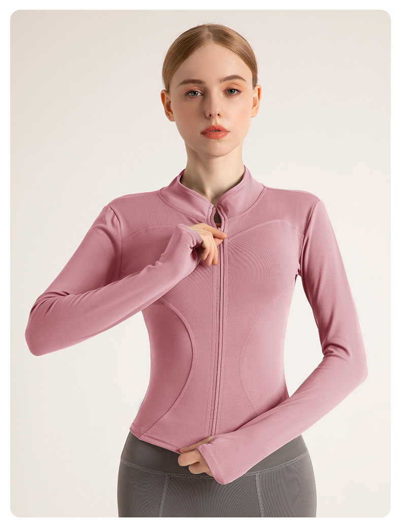 2024新款瑜伽服运动上衣加绒拉链外套女秋冬高级百搭显瘦运动户外详情29