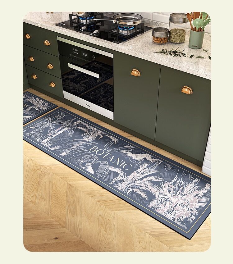 Retro French household kitchen water-absorbing and oil-absorbing floor MATS, long anti-slip diatom mud floor MATS, bathroom combination carpets pic 8