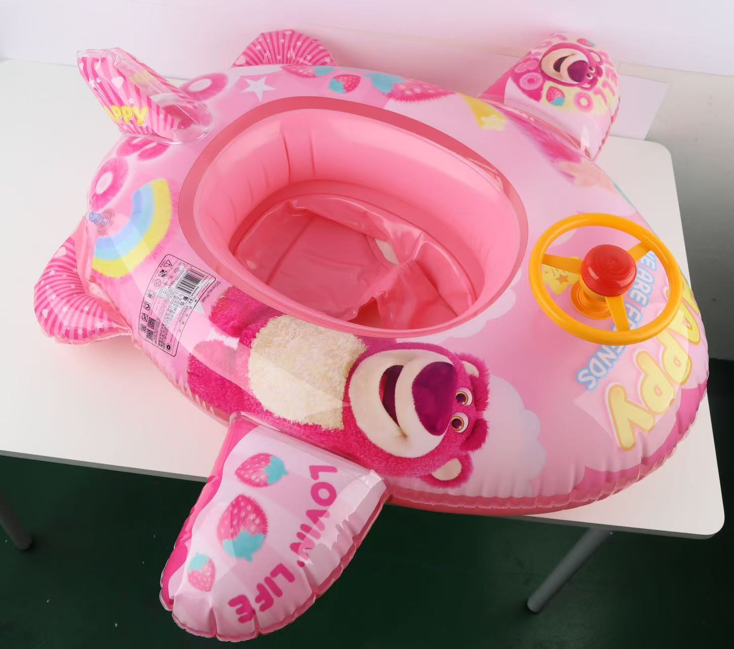 厂家现货新款冰雪奇缘奥特曼草莓熊儿童水上充气坐艇游泳圈批发卡通气模玩具详情2