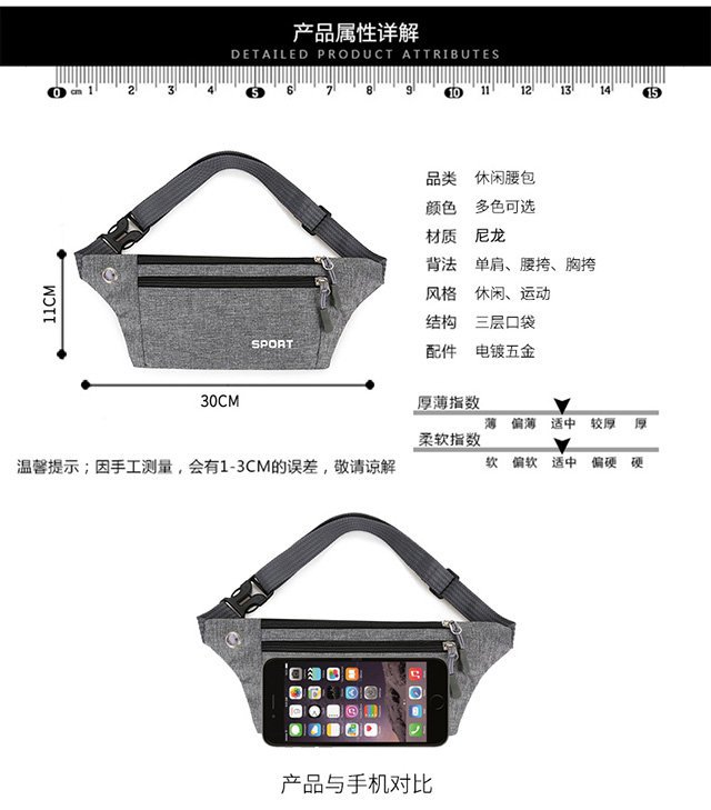 新款防水腰包男女大容量多功能收银钱包手机腰包耐磨户外运动腰包详情25