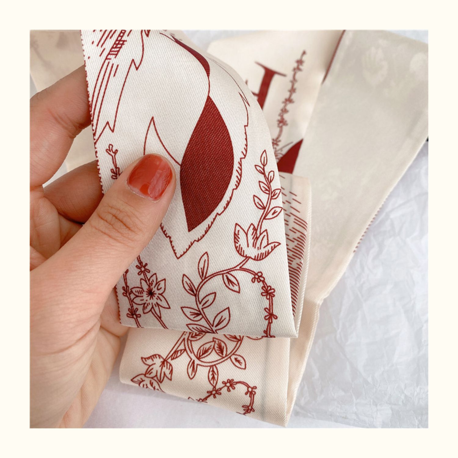 字母长条小丝巾绑发丝带高级感红色系领巾喜糖盒搭配结婚伴手礼详情32