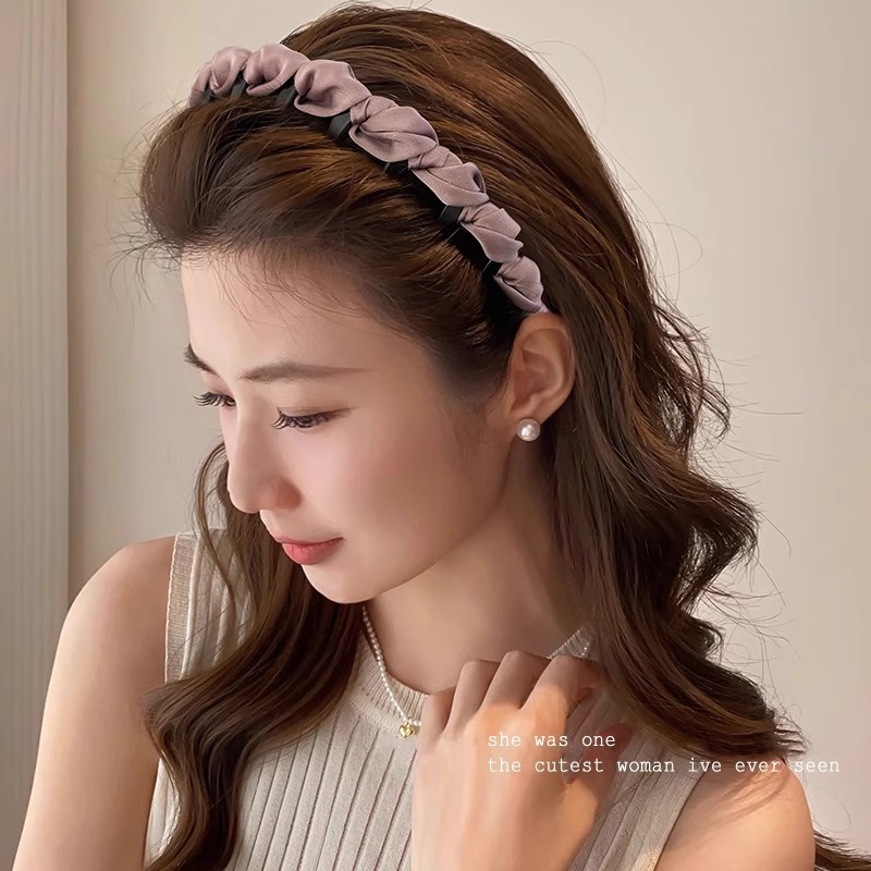 韩系缎面高颅顶发箍日常外戴洗脸头箍高级感带齿防滑压发发卡发饰详情8