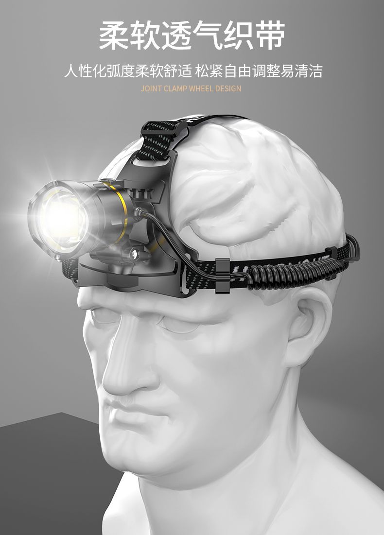 Wholesale outdoor LED sensor headlights, telescopic zoom, USB charging, strong light, waterproof searchlights, lighting accessories, heat sinks pic 11