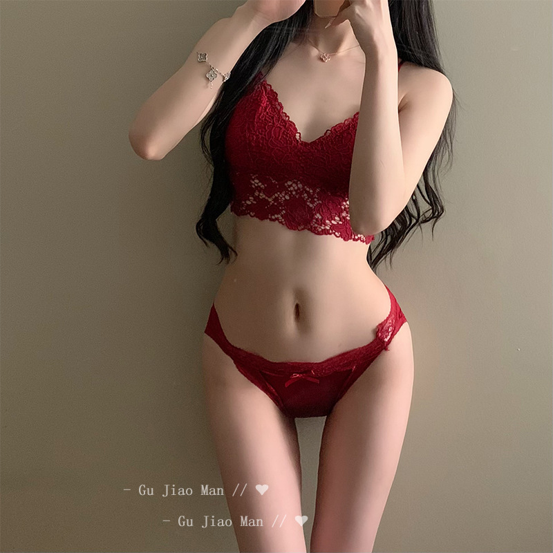 新年组合安可拉红性感高奢缎面蕾丝内裤女纯欲镂空诱惑火辣本命年详情8