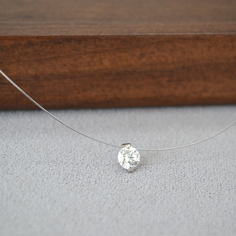 日韩小众设计人鱼的眼泪5A级爆闪锆石隐形鱼线轻奢简约项链锁骨链详情10