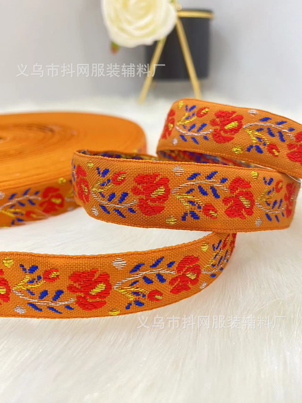 现货民族风提花织带diy蝴蝶结刺绣织带国风发饰发夹服饰包边带详情10