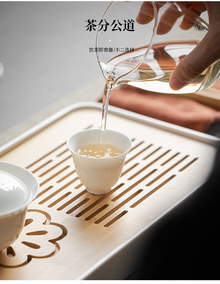 Dehua White Porcelain Kung Fu Travel Tea Set Company Annual Meeting Gift printed covered bowl Tea Cup with tea tray small set pic 12