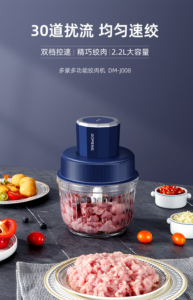 110V/220V多蒙绞肉机家用电动小型料理打肉切碎菜馅欧英美规跨详情1