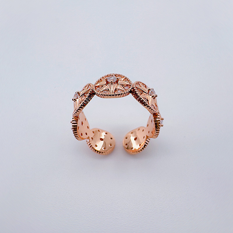 铜镀真金欧美轻奢气质微镶锆石八芒星戒指小众设计时尚高级感戒指详情14