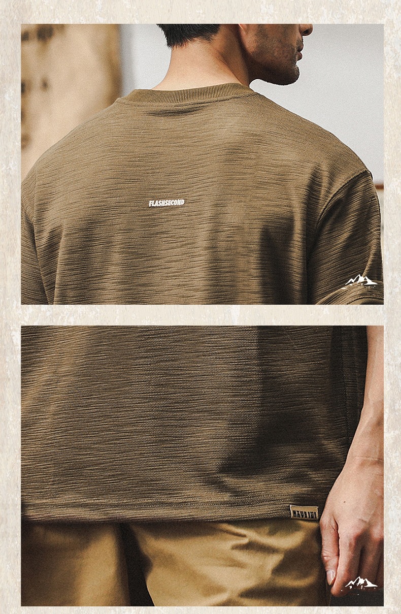 300g重磅弹力竹节棉短袖t恤男夏季潮牌刺绣复古上衣宽松圆领T恤潮详情15