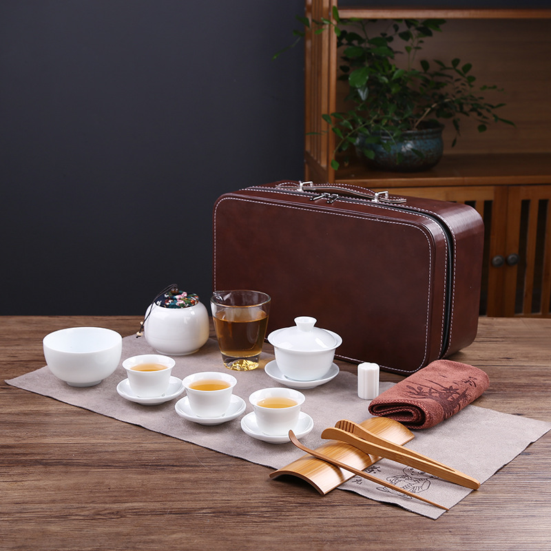 Teaching and training tea art tea set, Japanese portable travel kung fu tea set, business home, company gift logo pic 12