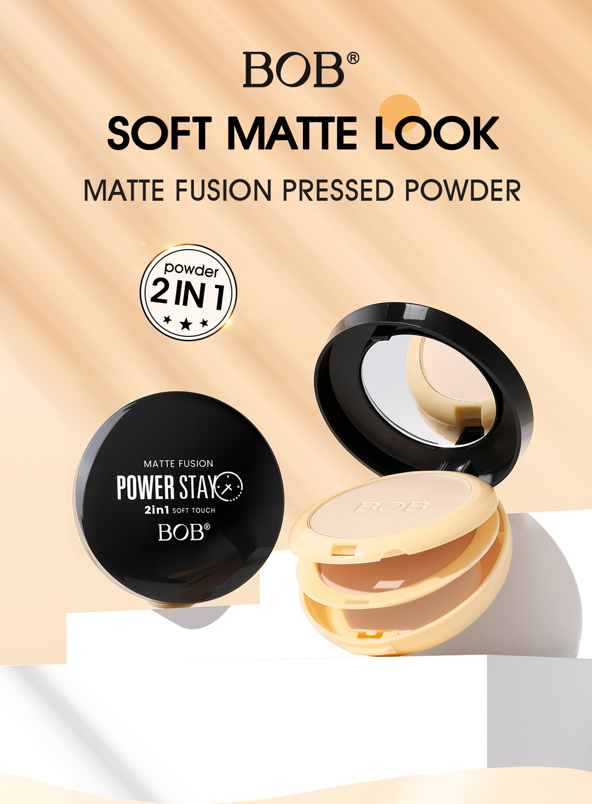 Cross-border bob Light-sensing Constant Color Setting Powder Compact is waterproof, oil-control, moisturizing, long-lasting, concealer and does not smudge, brightening the skin in daily life pic 1