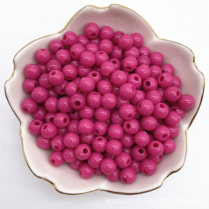 4/6/8mm亚克力直孔实色圆珠 diy手工串珠材料 光面珠子手机链散珠详情23