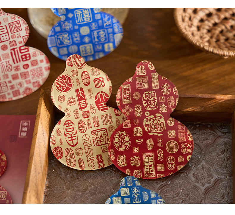 传统吉祥图案葫芦形冰箱贴手工葫芦宋锦小马挂件铜质摆件塑料盆装饰品详情15