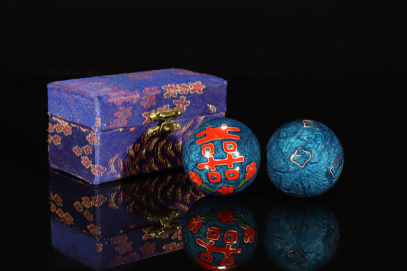 Cross-border foreign trade Beijing Jingtai LAN handball craft gifts, cloisonne enamel low-temperature hand-rotating ringtone massage fitness balls pic 13