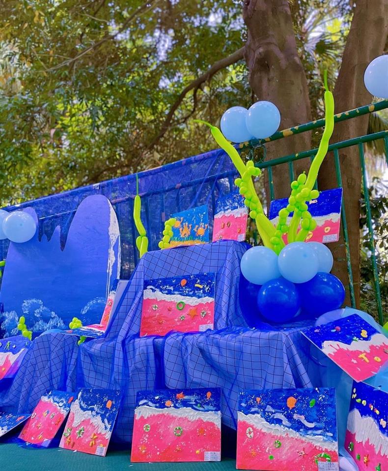 纯色软网纱蓝色主题幼儿园田园风场景婚礼ins风纱网布料详情11