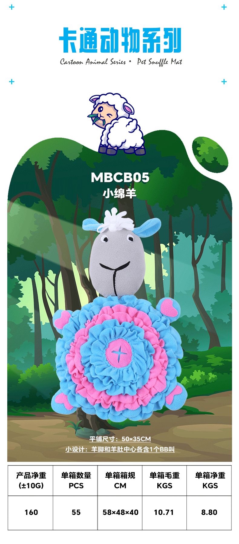 Rongka Pet Cross-border Cartoon Animal Series: Sheep, Lions, rabbits, raccoons, peacocks, smell blankets, foraging pads, relieve boredom, food hiding toys, pet toys pic 22