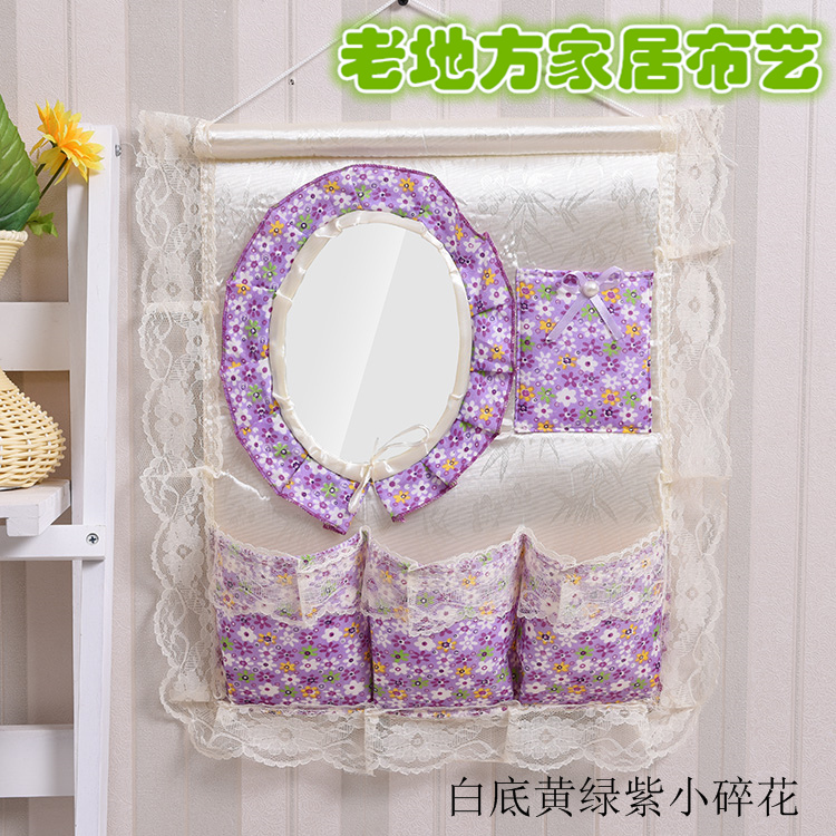 Wholesale 1F311F3 Wall and door rear hanging bag fabric multi-layer storage hanging bag with mirror storage bag hanging dressing pic 28