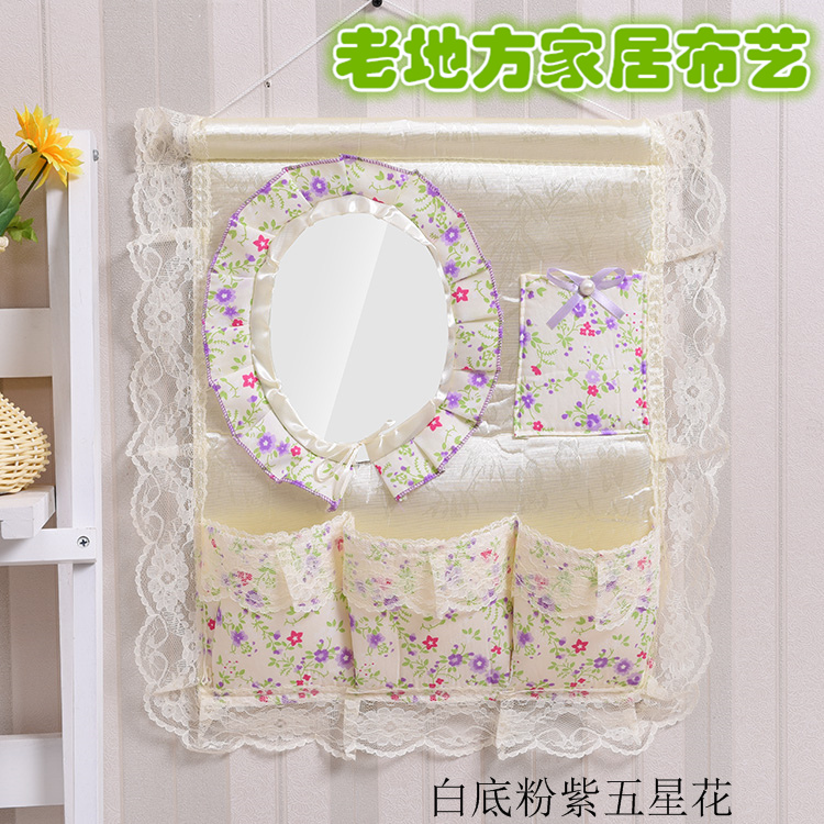 Wholesale 1F311F3 Wall and door rear hanging bag fabric multi-layer storage hanging bag with mirror storage bag hanging dressing pic 29