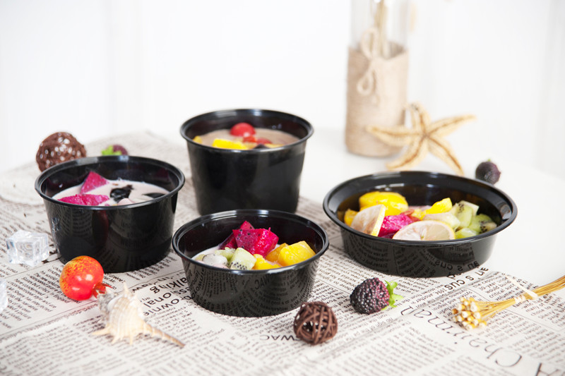 6ga American-style round 450ml700ml disposable dessert box with lid, burnt agarwood taro balls, fruit scoop and takeout bowl pic 7
