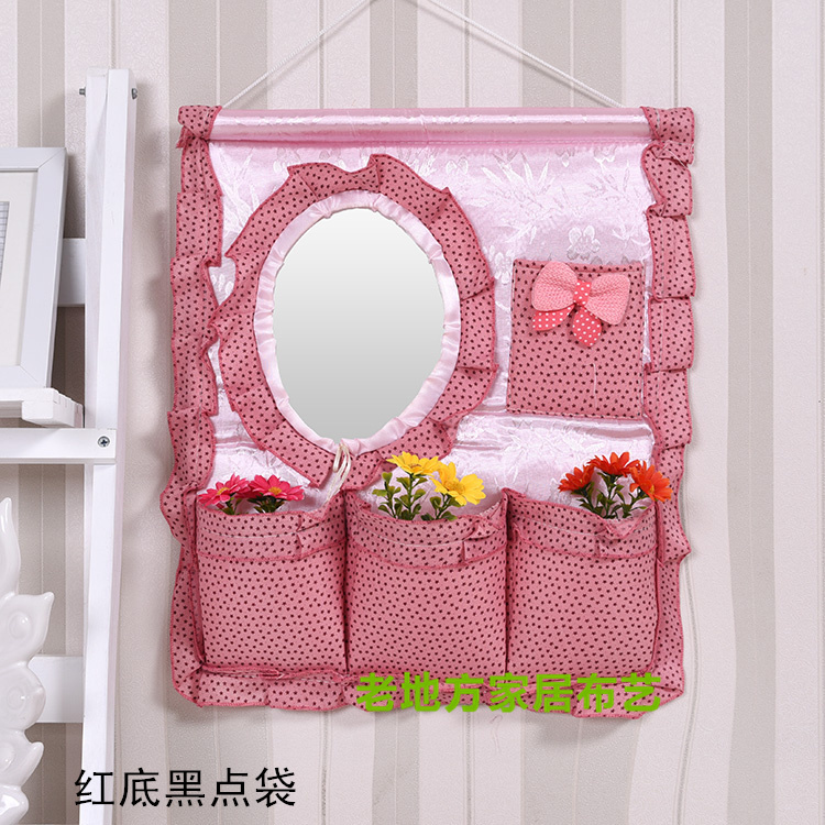 Wholesale 1F311F3 Wall and door rear hanging bag fabric multi-layer storage hanging bag with mirror storage bag hanging dressing pic 23